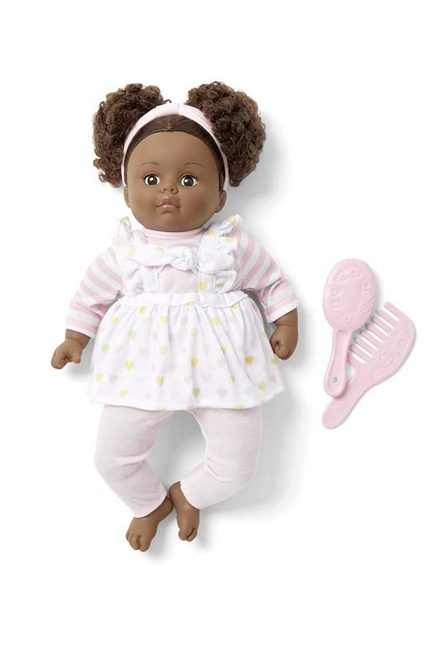 This adorable Black Toddler doll has natural hair that can be brushed and styled